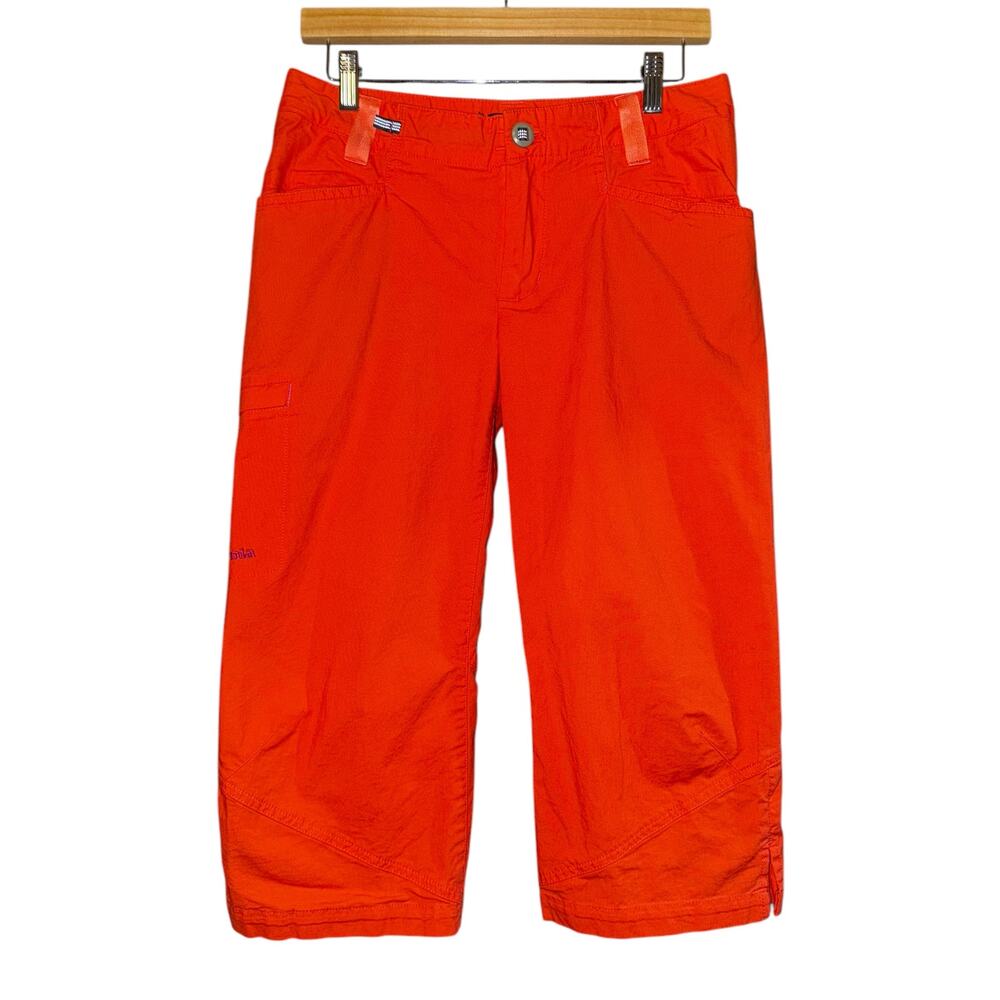Patagonia Common Threads Orange Capri Pants Ripstop Spell Out Hiking Women's